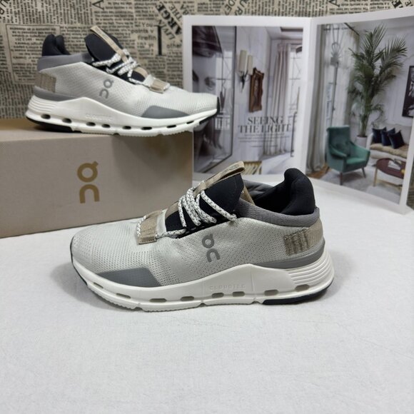 ON Running Cloud Cloudnova Women's White Sand Running Sneaker - Picture 2 of 6